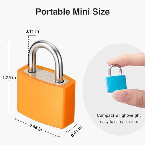 Puroma 4 Pack Mini Suitcase Padlock with Keys, 22mm 4 Color Locker Locks Luggage Key Lock for School Gym Locker, Laptop Bags, Backpacks, Diary Book