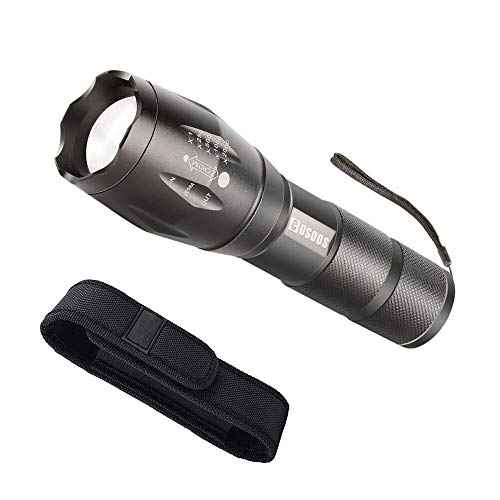 COSOOS LED Flashlight with Holster, Bright Tactical Flashlight High Lumen, Zoomable 5-Mode Portable Waterproof Flash Light for Emergency, Hiking, Outdoor Camping Gear Accessories, No Battery
