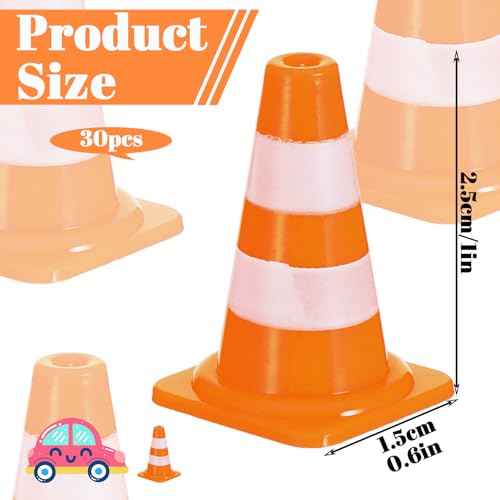 30 Pcs Mini Traffic Cones, 1" Plastic Small Cones,Small Orange Cone Mini Construction Cone Traffic Caution Signs for Micro Landscape Sand Table, Street Signs, Engineering Road ConeSS Model(Orange)