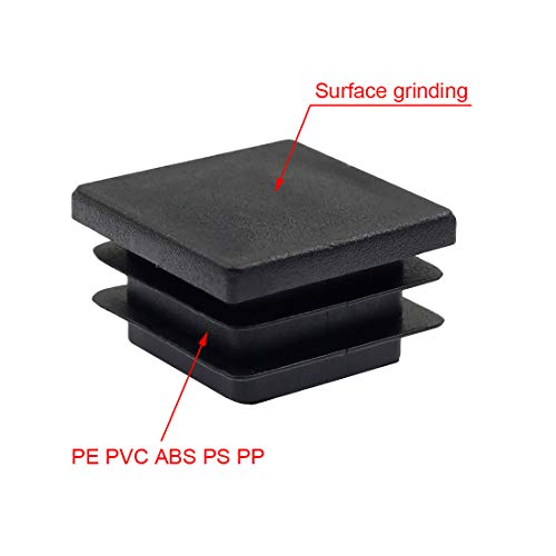 4 Inch Square Plastic Plugs 4-Pack for 100mm Square Tubing - Black