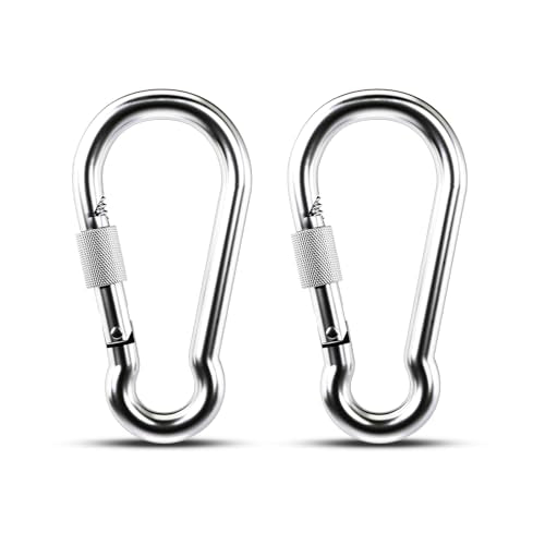 Kinlink M10-4.00 inch Heavy Duty Locking Carabiner Stainless Steel 2 Pack