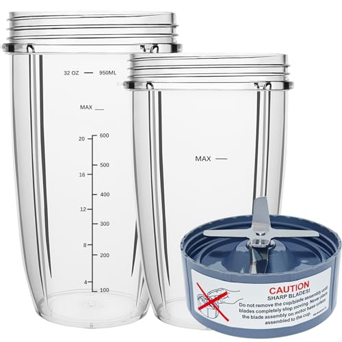 PODCAY Nutribullet Replacement Cups & Extractor Blade Set, 32oz & 24oz for 600W/900W Pro Blenders