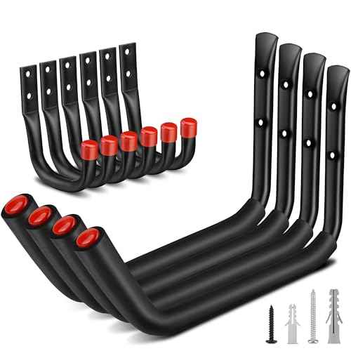 Nacial 10 Pack Garage Hooks Heavy Duty, 15" & 3.5" Kayak Storage Hooks with EVA Pads, 100LBS Capacity Large Garage Hooks for Hanging Bikes, Kayak Folding Chairs and Hanging Ladders