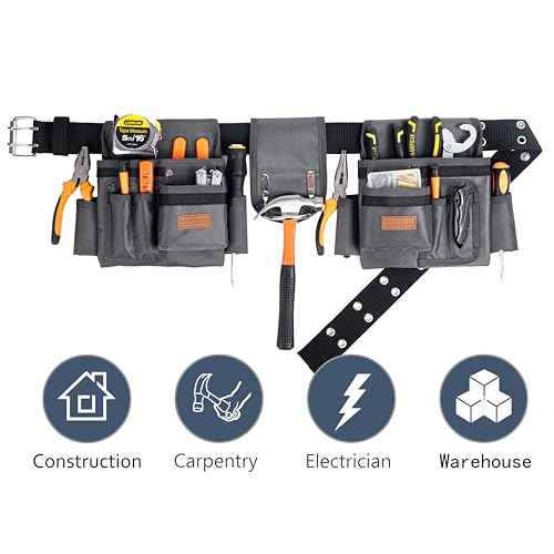 Tool Belt,12 Pockets Tool Belts for Men, Heavy Duty Carpenter/Construction/DIY'er/Electrician .Double layer thickened polyester fiber with waterproof coating.
