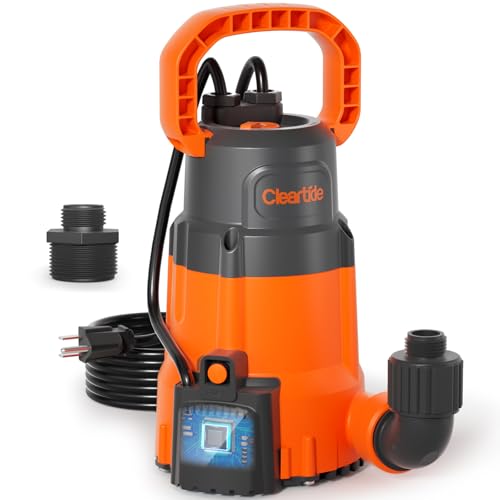 Cleartide 1/3 HP Auto Water Sensor Submersible Utility Pump - High Flow 2790 GPH