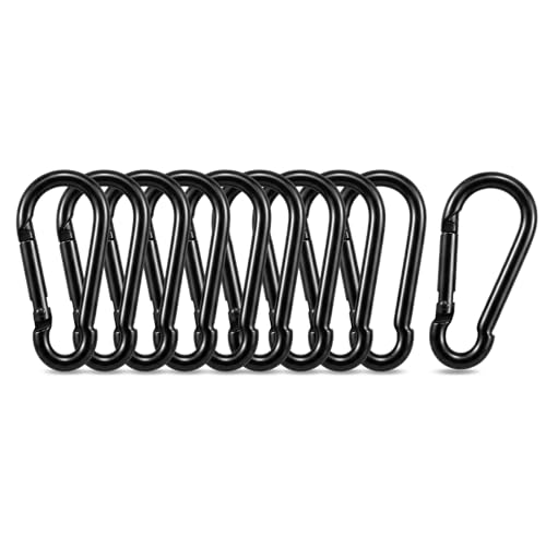 Black M4 Carabiner Clips 10 Pack Heavy Duty Spring Snap Hooks for Keys, Leashes, Gear