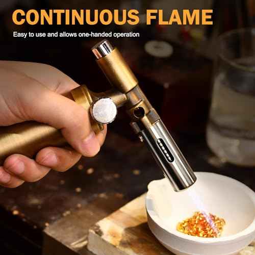 RAVS Butane Torch Lighter, Refillable Kitchen Torch for Creme Brulee with Adjustable Flame, Copper Torch for Jewelry Making with Pinpoint Flame, Copper Soldering Torches for Resin Art, Craft
