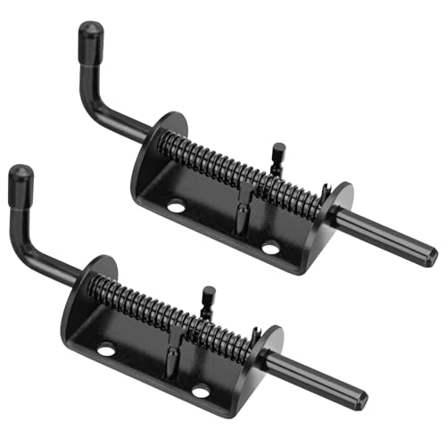 Spring Loaded Gate Latch Pin Barrel Bolt 6in Durable Solid Steel Black 2pcs