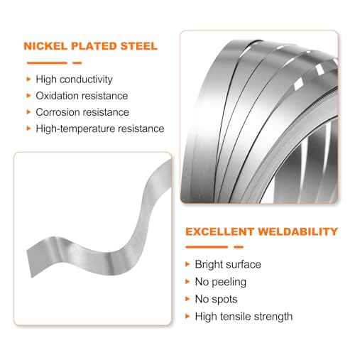 HARFINGTON Pure Nickel Strip 0.1 x 8mm 16.4ft 99.6% Nickel Solid Pure Nickel Strips for Lithium Battery Packs Car Nickel Solder Tap for Cell Battery Pack Spot Welding and Soldering
