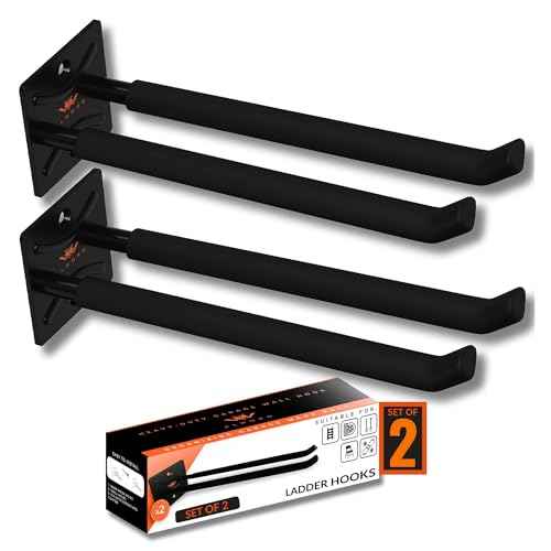 Ladder Hangers for Garage Wall - Hooks Heavy Duty - Hooks for Garage Wall Hanging - Shed, Yard and Garage Tool Hanger for Folding Chairs, ladders and Garden Tools