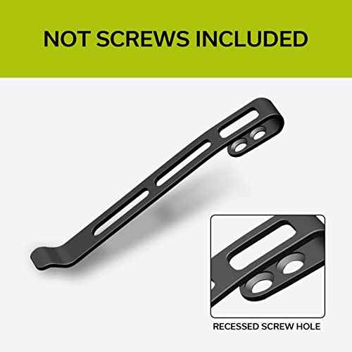 CIVIVI 2PCS Deep Carry Pocket Clip for Knives,Recessed Screw Hole Design, NO Screws Included CA-06E (Black+Plain)