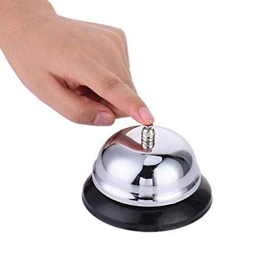 Call Bell 2 Packs 3.3 Inch Diameter with Metal Anti-Rust Construction, Desk Bell for Hotels, Schools, Restaurants, Reception Areas, Hospitals, Warehouses(Silver)