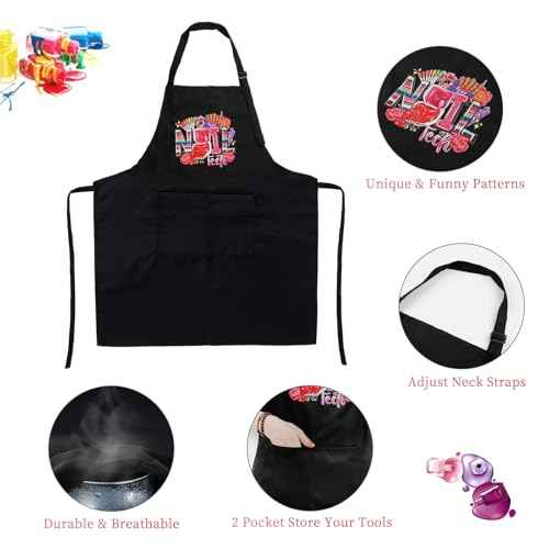 Adjustable Manicurist Apron, Waterproof Nail Tech Apron with 2 Pockets, Professional Cosmetics Apron