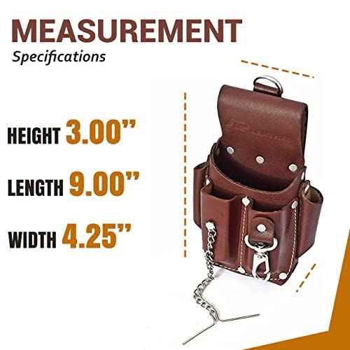 Ap-Leather Pro-5 Electrician Pouch, Leather Tool Pouch, 5 Pocket Pouch with Electrical Tape Holder, Durable Compartments, Tool Pouch with Belt Clip, Dark Brown