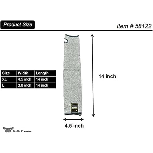 G & F PRODUCTS 100% Kevlar fiber by DuPont Cut Resistant Knit Sleeve, Sold by 6-piece pack