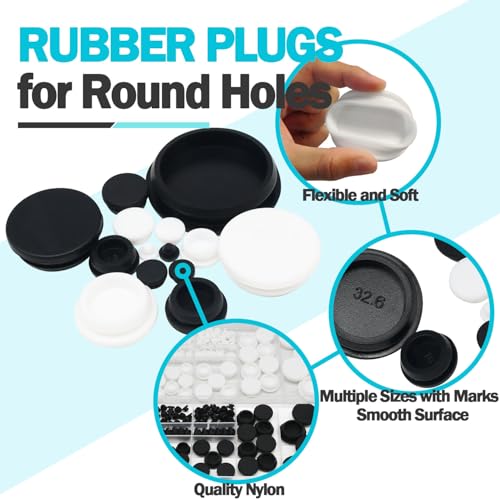 White Silicone Hole Plugs Set - 77PCS Assorted Sizes for Holes, Easy Install
