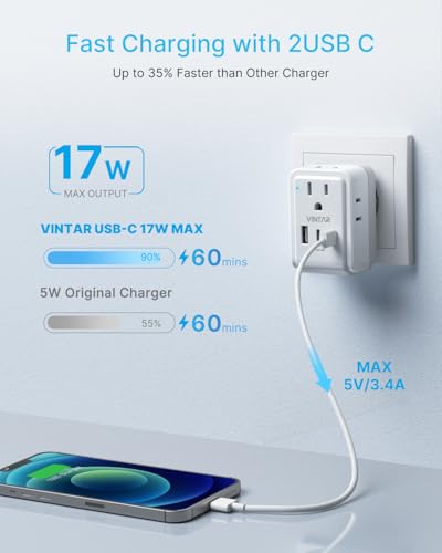 VINTAR All-in-One Universal Travel Adapter Kit Type A/C/G/D/M/I - Detachable Plug