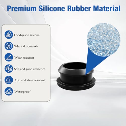 BOPOREAE 10 Pack 26mm White Silicone Rubber Plugs for 1" Round Holes - Reusable, Extended Design