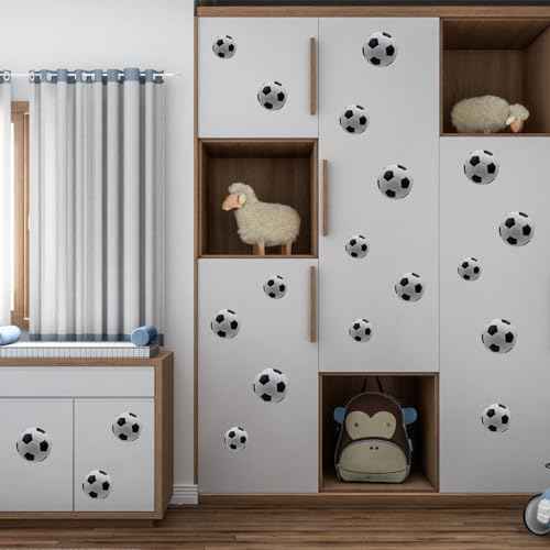 60 Pcs Soccer Wall Decals Soccer Wall Stickers Pegatinas para Pared Children Kids Baby Bedroom Room Wall Decals Decor Art Kindergarten Playground Party Stickers