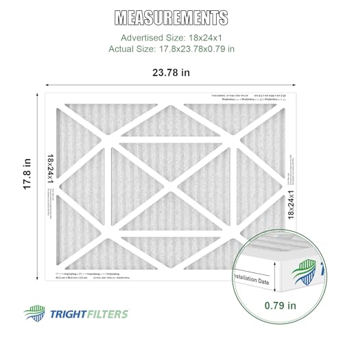 TRIGHTFILTERS 18x24x1 Air Filter Pack - MERV 8 Pleated HVAC Furnace Filter