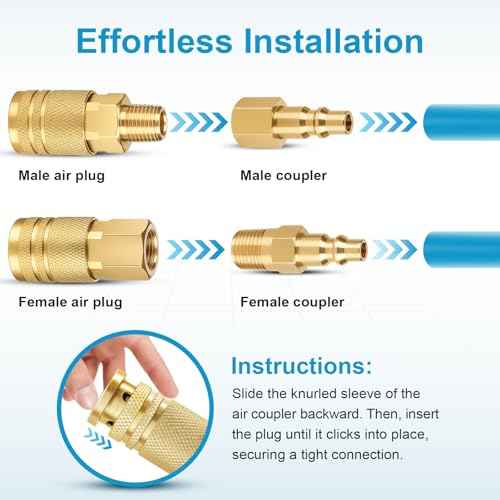 14 Pcs Air Hose Fittings 1/4 Inch NPT, Air Tool Fittings Air Compressor Fittings Quick Connect, Premium Brass Air Coupler And Plug Kit RNSXYAT