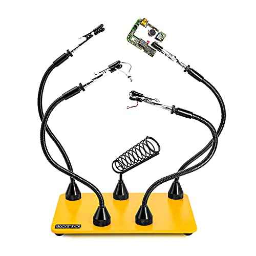 Fstop Labs Third Hand Soldering Tool PCB Holder Four Magnetic Based With Iron Holder, Flexible Metal Arms Helping Hands Crafts Jewelry Hobby Workshop Helping Station Non-Slip Steel Weighted Base