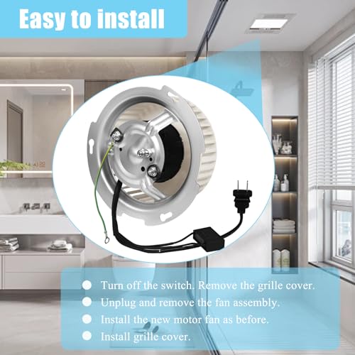 YUUCOO 8832NA Blower Motor Replacement for Bathroom Exhaust Fans 120V