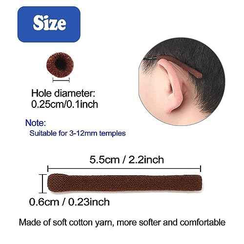 Upgrade Soft Knitting Cotton Eyeglasses Ear Grips, Eyeglasses Temple Tips Sleeve Retainer, Anti-Slip Elastic Comfort Glasses Ear Cushion for Glasses Sunglasses- Eye glasses Ear Cushions (3pairs Black)