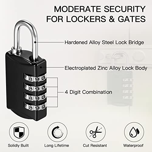 Moxweyeni 5 Pcs 4 Digit Combination Lock Small Combo Luggage Number Locks Outdoor Waterproof Padlock for Traveling Toolbox Gym Door Locker Suitcases Employee Hasp Storage