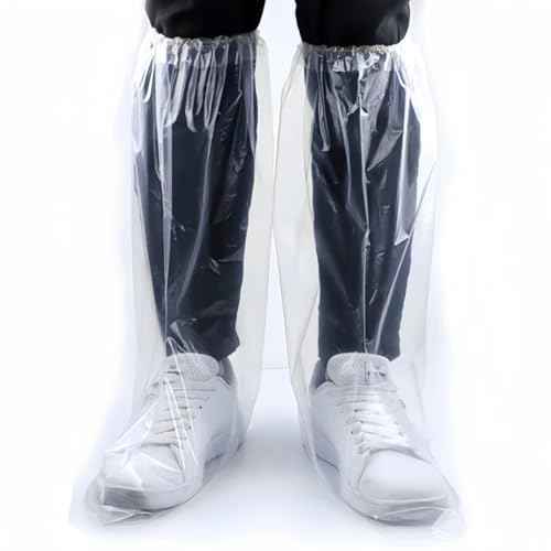 16 PCS Shoe Covers Disposable Non Slip,Thickened Waterproof Shoes Covers,19 inch Tall,Long Plastic Waterproof Shoes and Boots for Rain Covers Thicken Shoe Protector for Men and Women (8 Pairs,Clear)