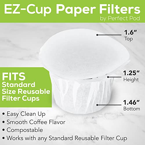 Perfect Pod EZ-Cup Paper Filters with Lid, 200 Count (4 Packs of 50) for Reusable Coffee Pods