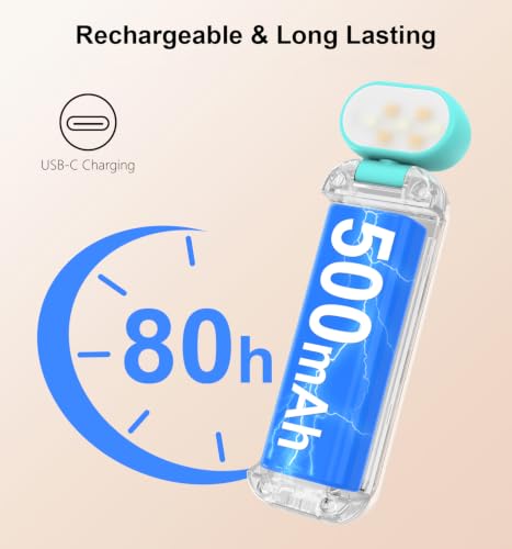 Gritin Rechargeable Blue Reading Light for Bed, Adjustable Brightness & Color