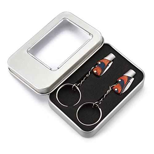 2PCS Small Pocket Knives, Mini EDC Stainless Steel Folding Knife with Colorful Wood Handle