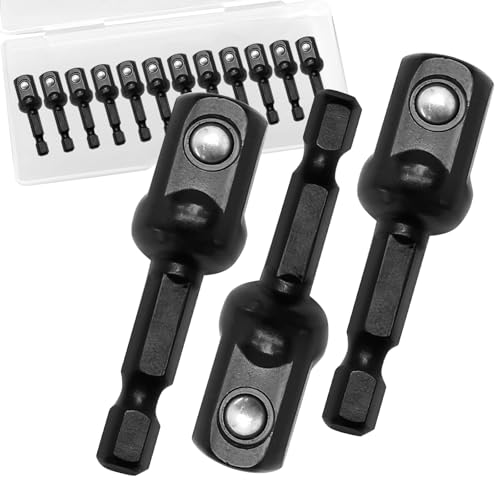 12 Pcs Impact Socket Adapter, Square Socket Extension Driver Bits Hex Adapter, Adapter Kit for Drills/Automotive/DIY(1/2 Inch)