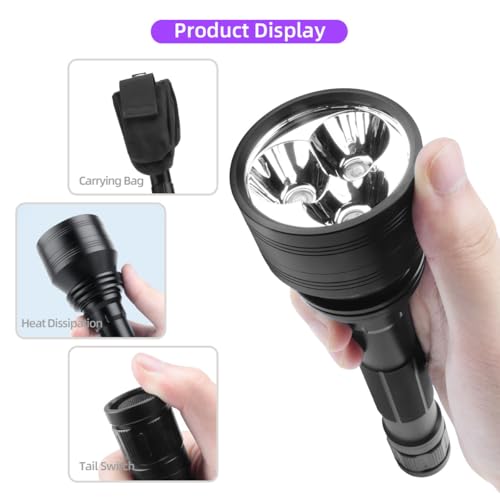 Black Light UV Flashlight, High Power Blacklight Flashlight Rechargeable, 385-395nm Wavelength Beam Best for Pet Urine Detection, Scorpion, Resin Curing, Bed Bug