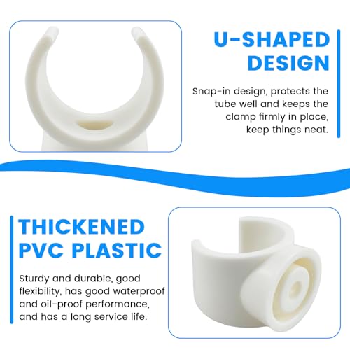 SDTC Tech 30 Pack 3/4 Inch PEX Pipe Clamp Clip, 20 mm U Hook PEX Tubing Clamps Hangers PVC Water Pipe Support Holder Bracket Socket, White Plastic Clips Hangers (Fasteners Included)