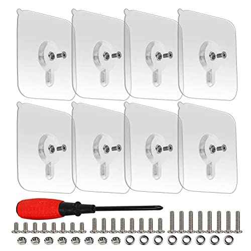 8-Set Adhesive Screws Wall Mount Hanging Nails No-Trace No Drilling Stick-on Sticky Screw with 3 Different Size Screw for Bathroom Kitchen Storage Room Tile Wall (1)