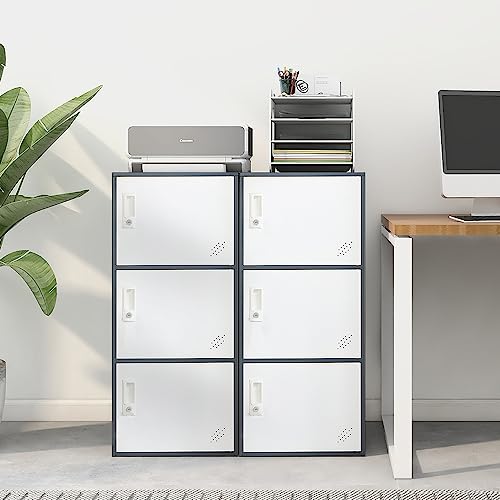 WISUNO 3-Door Metal Storage Cabinet with Lock, Stackable Office & Home Organizer