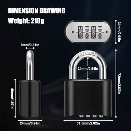 Diyife Outdoor Combination Padlock, [Design of Hidden Password] Weatherproof Resettable Combination Padlock, High Security for Sheds Fence, Locker, Home, School, Garage, Garden, Gate Hasps