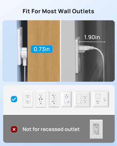 TROND 3 ft Rotating Flat Extension Cord No Surge Protection White