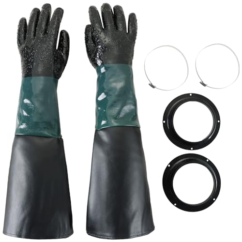 Rubber Sandblasting Gloves, Safety Rubber Sandblaster Gloves for Abrasive Blasting (With Gloves Holder)