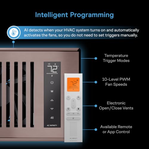 AC Infinity AIRTAP T4 Bronze Register Booster Fan for 4x10 HVAC Openings