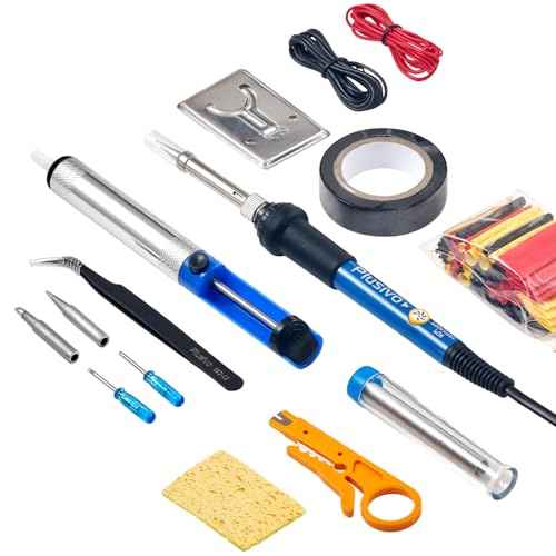 Plusivo Soldering Iron Kit, 60W Adjustable Temperature 200-450¡É 15-in-1, Solder Wire, 2pcs Interchangeable Tips, Desoldering Pump, Portable Fast Heating for Electronics Repair Hobby DIY 120V