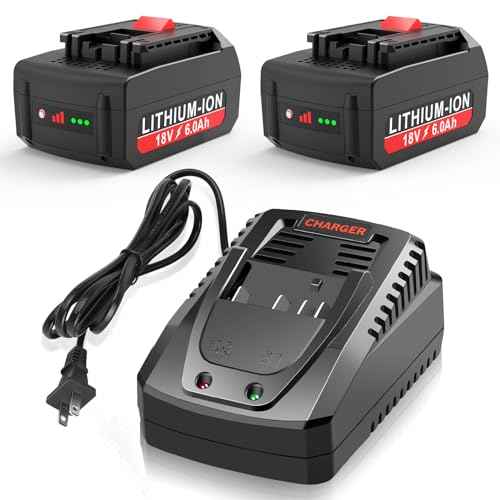 2-Pack 6.0Ah 18V Lithium Battery BAT609 and Battery Charger Kit Compatible with Bosch