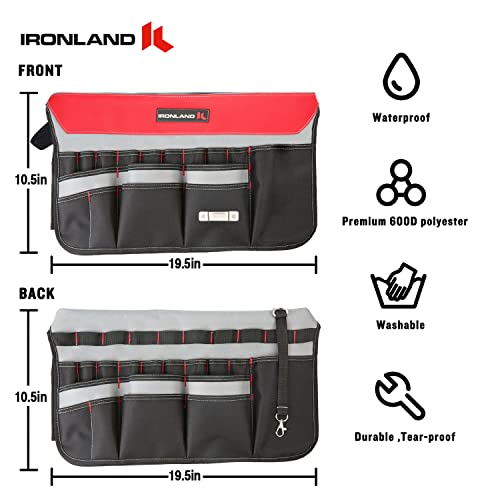 IRONLAND Bucket Tool Organizer for 3.5-5 Gallon Buckets, 51 Pockets, Red (Medium)