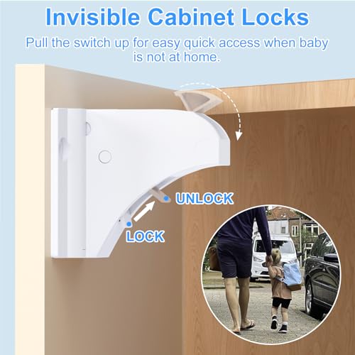 Child Safety Magnetic Cabinet Locks, AOSITE 10 Pack+2 Keys Baby Proofing Magnetic Drawer Locks for Kitchen with Adhesive No Drilling or Screws Fixed, Baby Safety Cabinet Locks