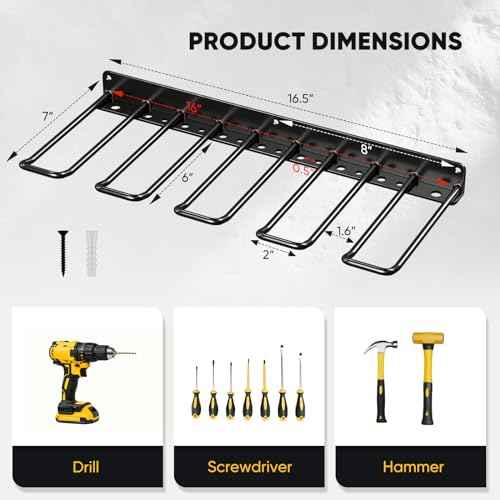 Power Tool Organizer, Drill Holder Wall Mount, Heavy Duty Garage Tool Organizer and Storage, Suitable Tool Rack for Tool Room, Workshop, Garage (Black-1 Tirer)