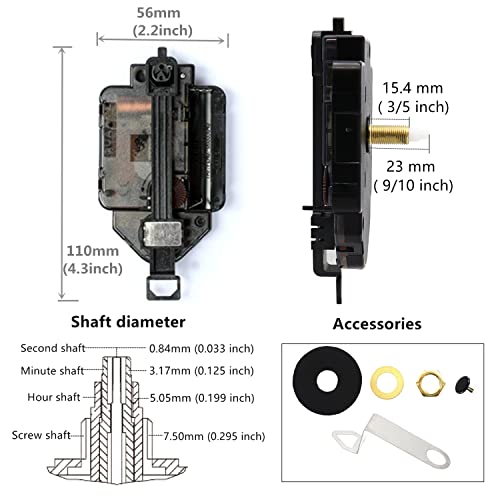 TIKROUND Pendulum Clock Movement Replacement Kit with 9/10 Inch Shaft