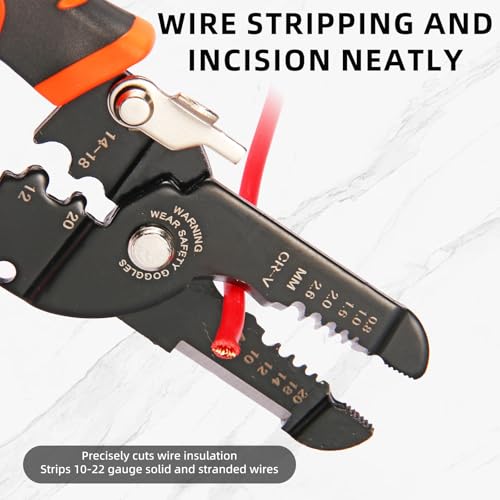 Htaexpu 5-in-1 Wire Stripper, Crimper & Cutter for 10-22 AWG Electrical Wires