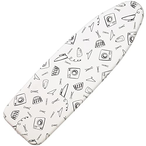 Seiritex Ironing Board Cover and Pad 15x54 White, Heat Reflective, 3-Layer Thick Elastic Edges